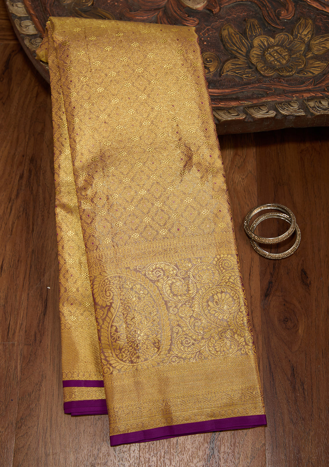 Gold Dharmavaram Tissue Silk Saree
