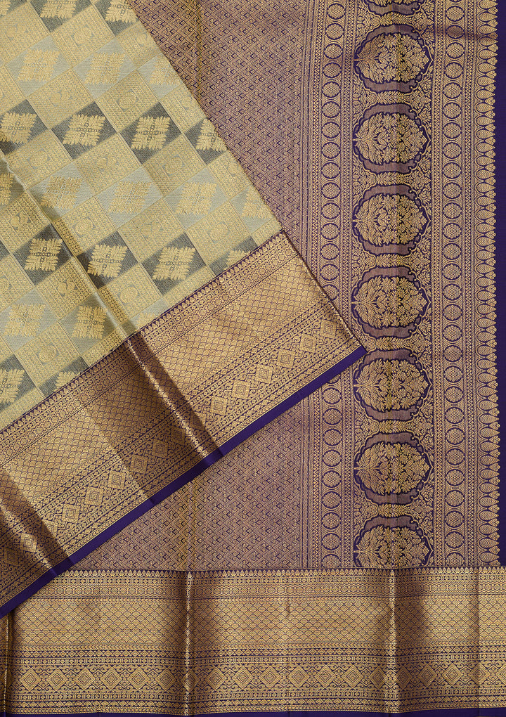 Sea Green Dharmavaram Tissue Silk Saree
