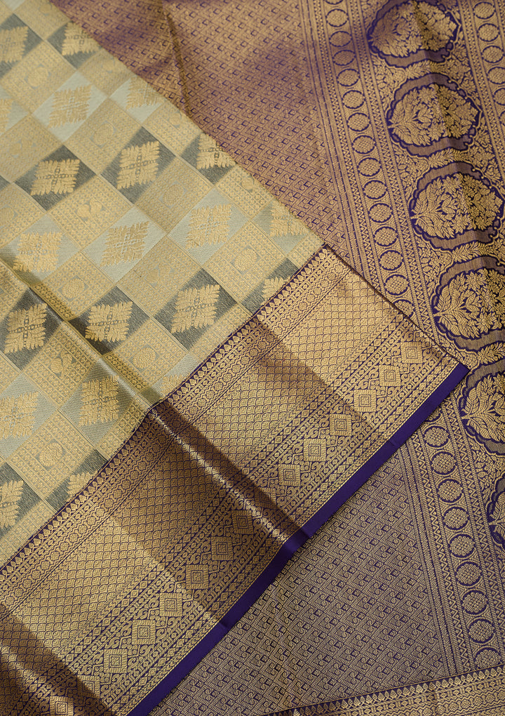 Sea Green Dharmavaram Tissue Silk Saree