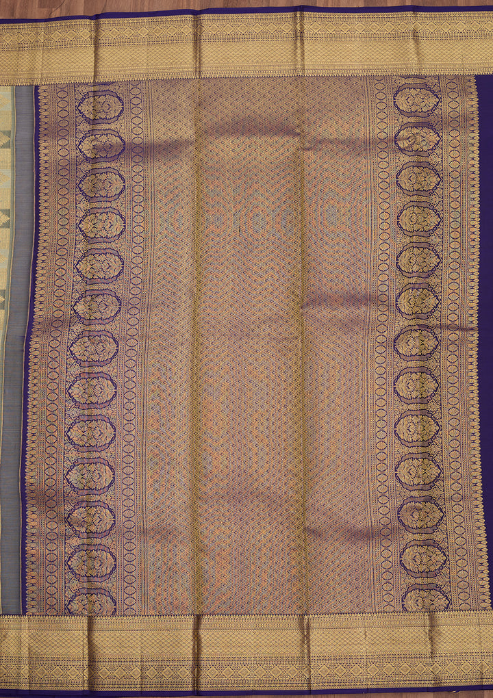 Sea Green Dharmavaram Tissue Silk Saree
