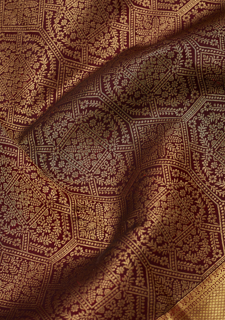Maroon Dharmavaram Pure Silk Saree