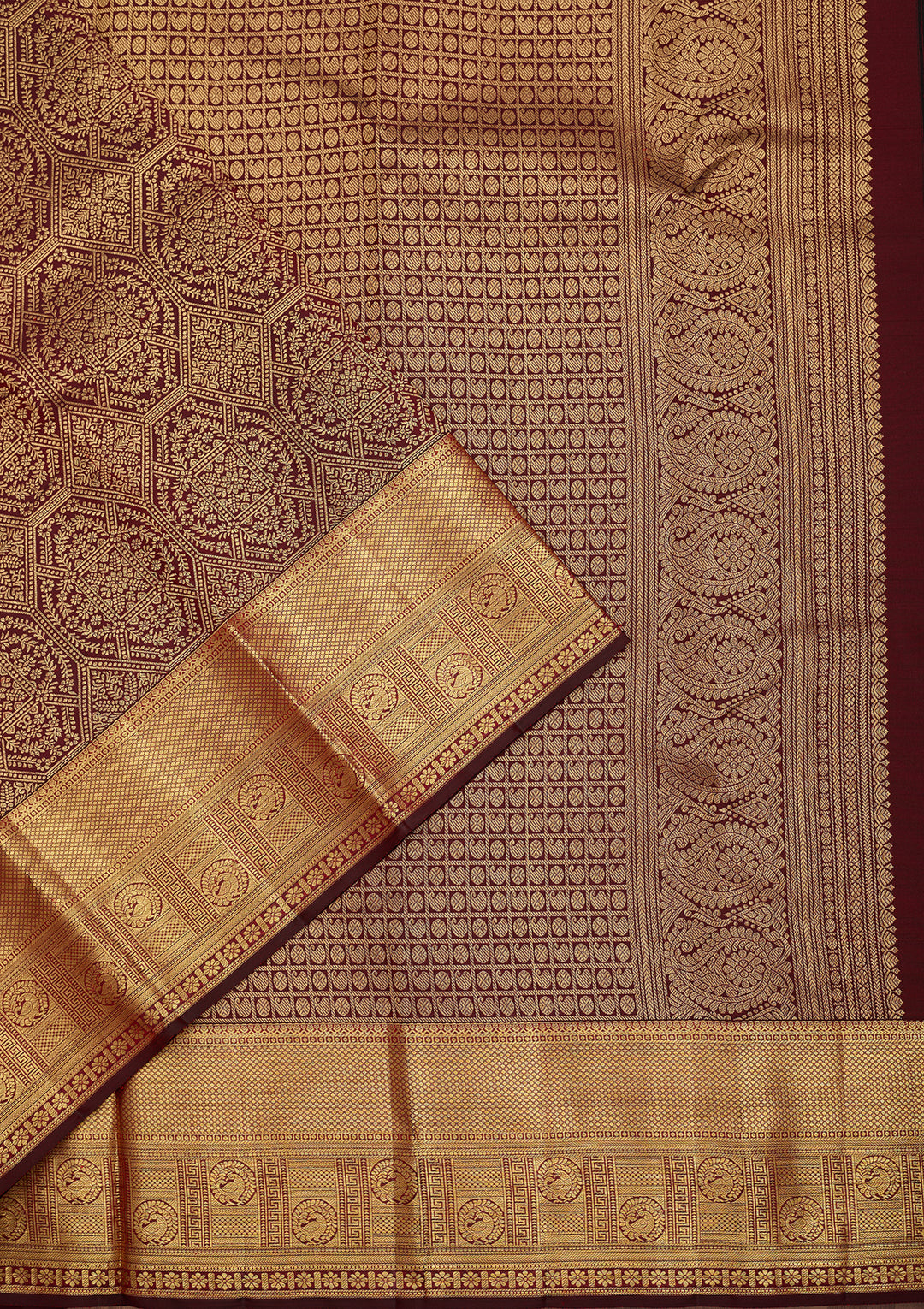 Maroon Dharmavaram Pure Silk Saree
