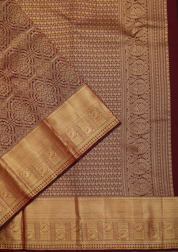 Maroon Dharmavaram Pure Silk Saree