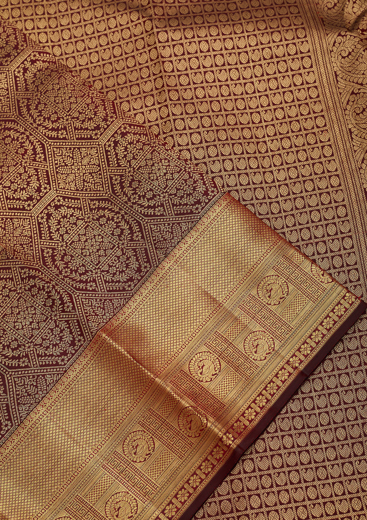 Maroon Dharmavaram Pure Silk Saree