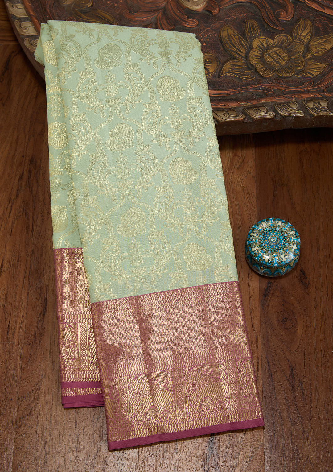 Sea Green Dharmavaram Art Silk Saree