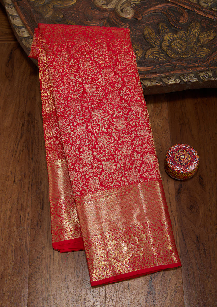 Red Dharmavaram Pure Silk Saree
