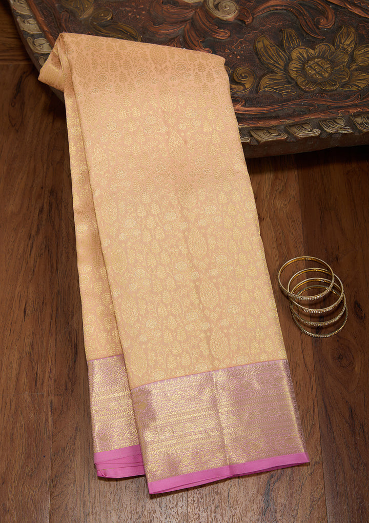 Peach Dharmavaram Art Silk Saree