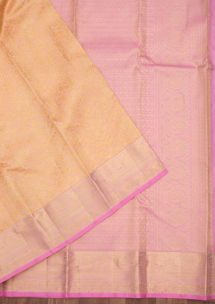 Peach Dharmavaram Art Silk Saree