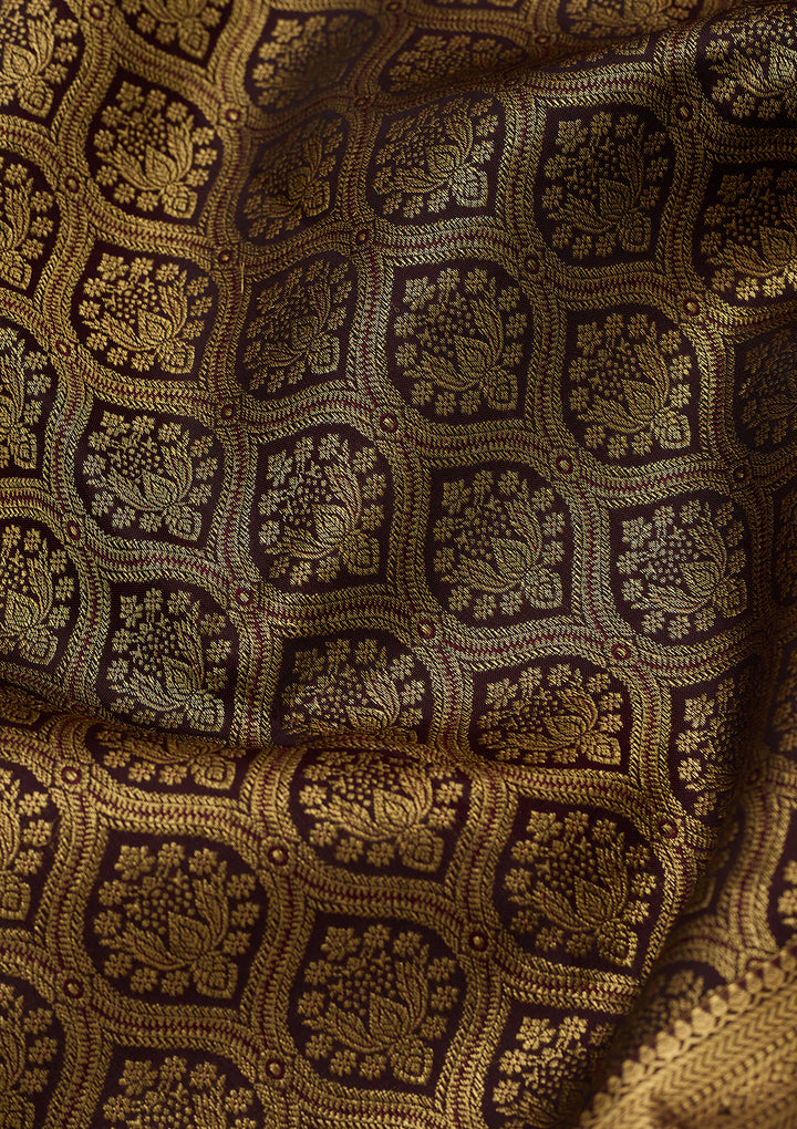 Brown Dharmavaram Pure Silk Saree