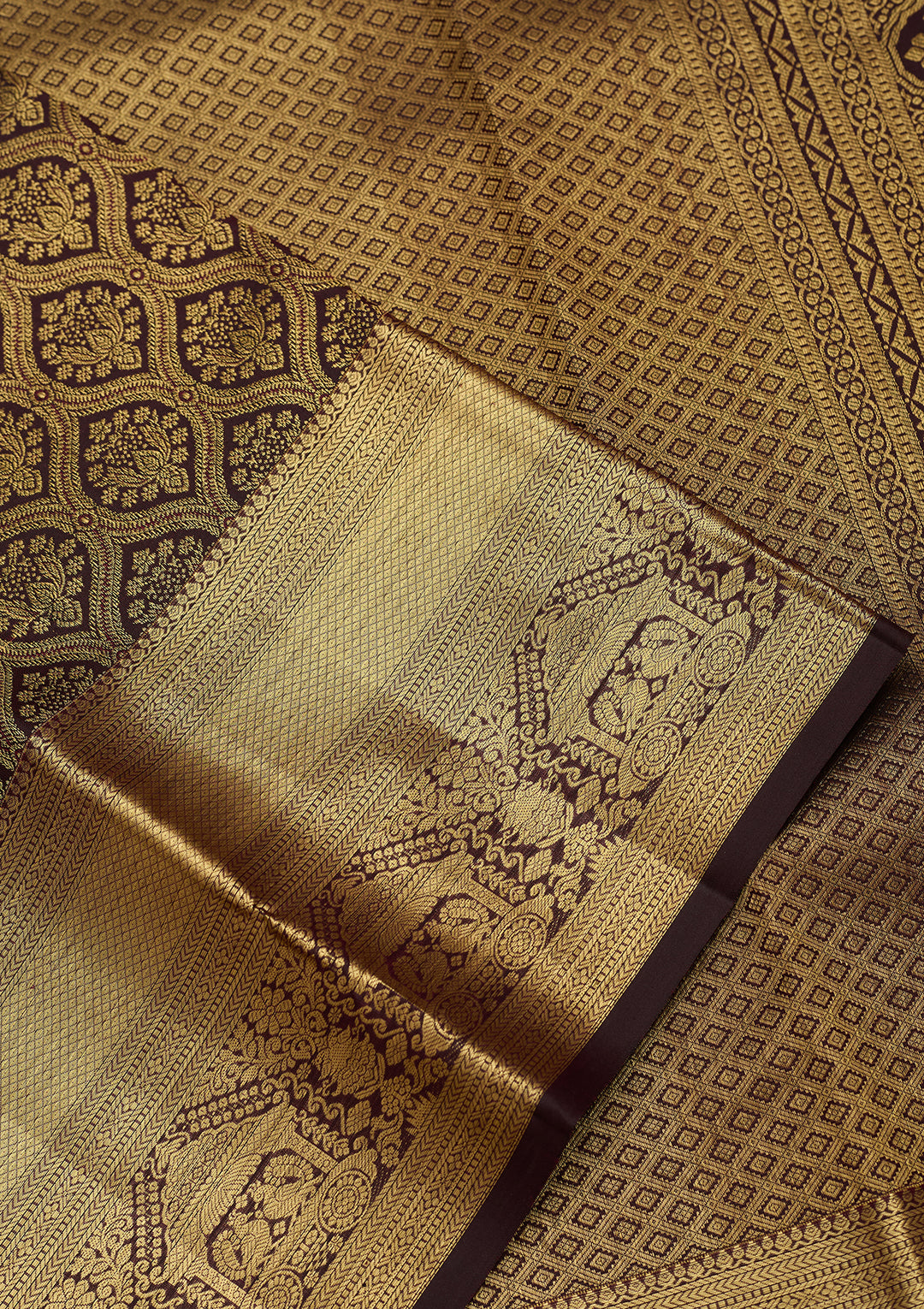 Brown Dharmavaram Pure Silk Saree