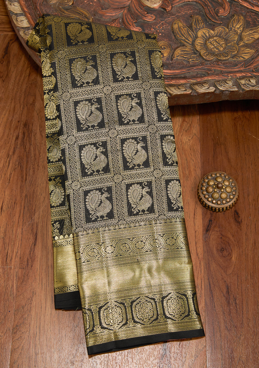 Black Dharmavaram Pure Silk Saree