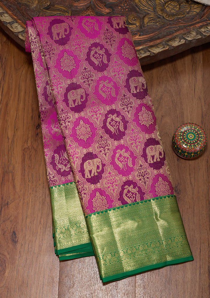 Wine Pure Silk Jaal Saree With Matching Blouse Piece