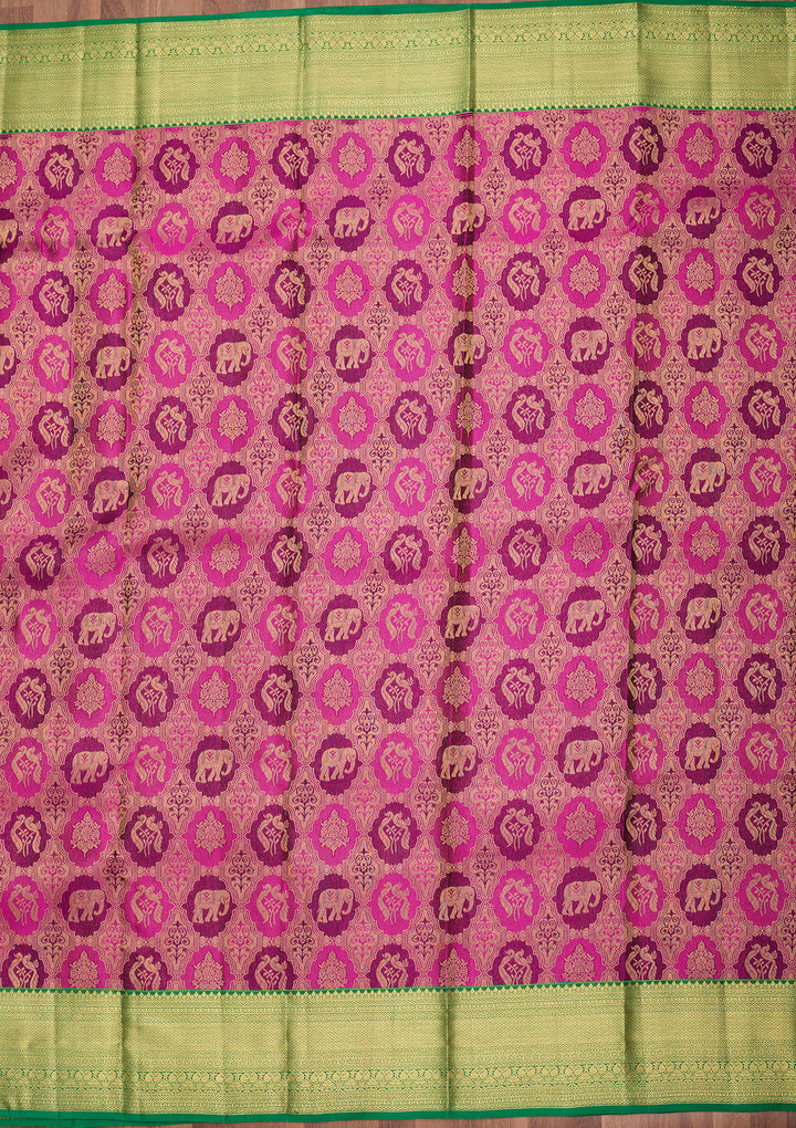 Wine Pure Silk Jaal Saree With Matching Blouse Piece