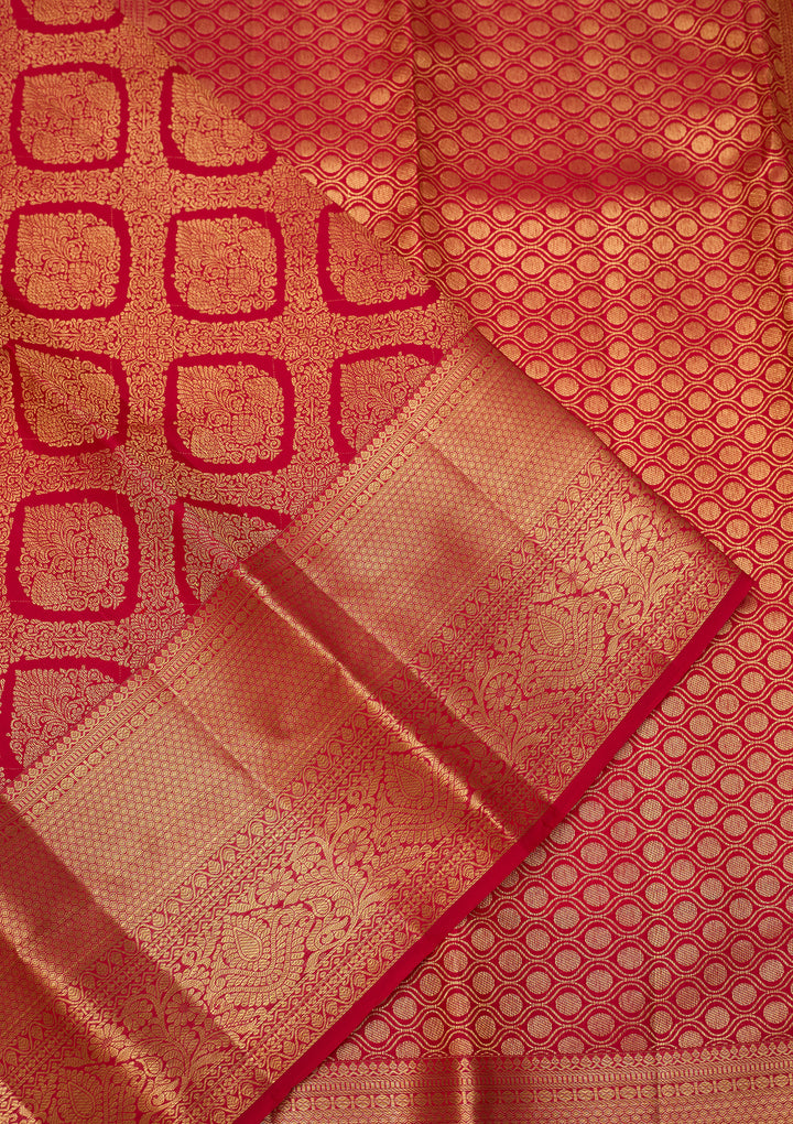 Rani Pink Dharmavaram Pure Silk Saree With Matching Blouse Piece