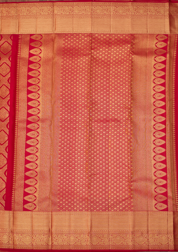 Rani Pink Dharmavaram Pure Silk Saree With Matching Blouse Piece