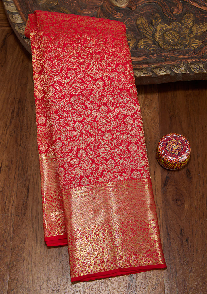 Red Dharmavaram Pure Silk Saree