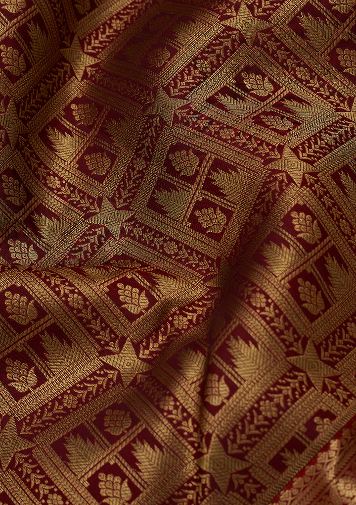 Maroon Dharmavaram Pure Silk Saree