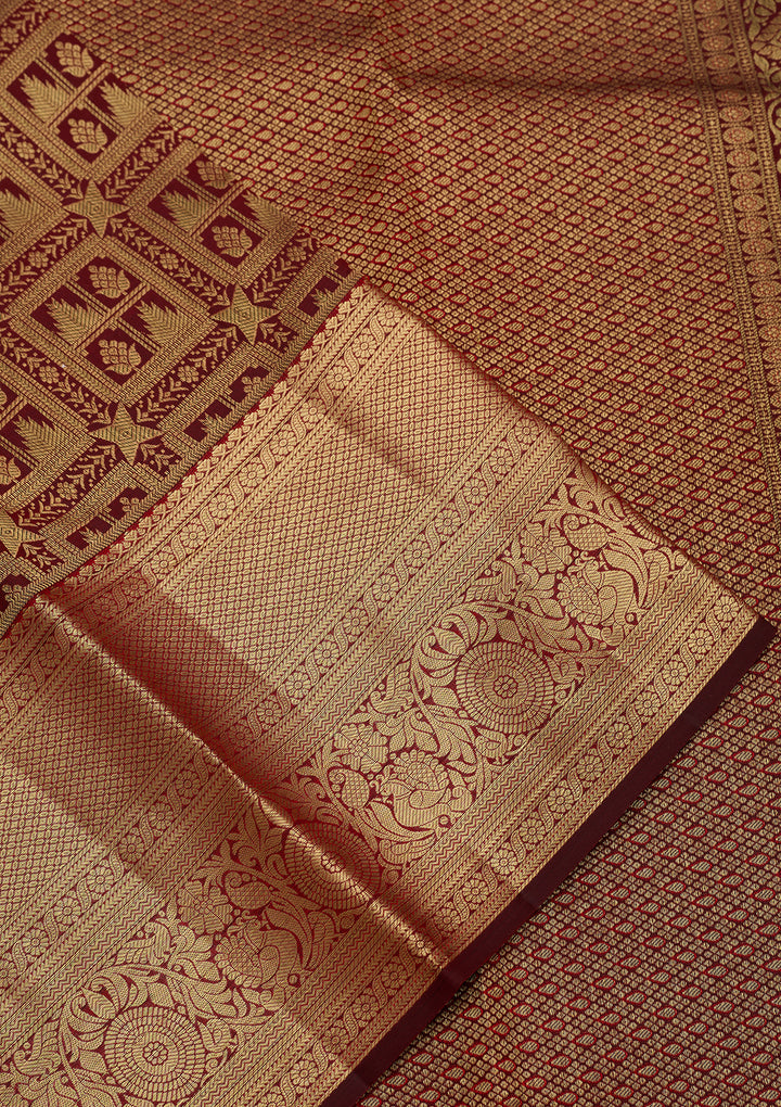 Maroon Dharmavaram Pure Silk Saree