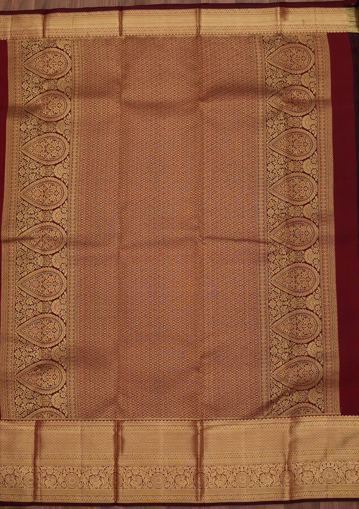Maroon Dharmavaram Pure Silk Saree