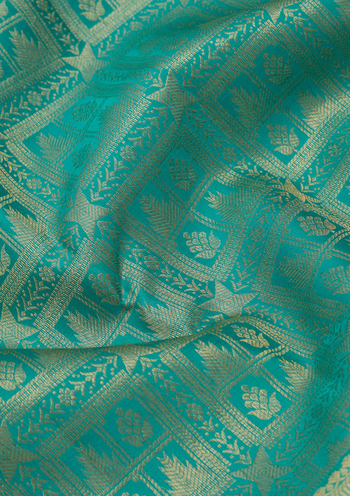 Sea Green Dharmavaram Pure Silk Saree