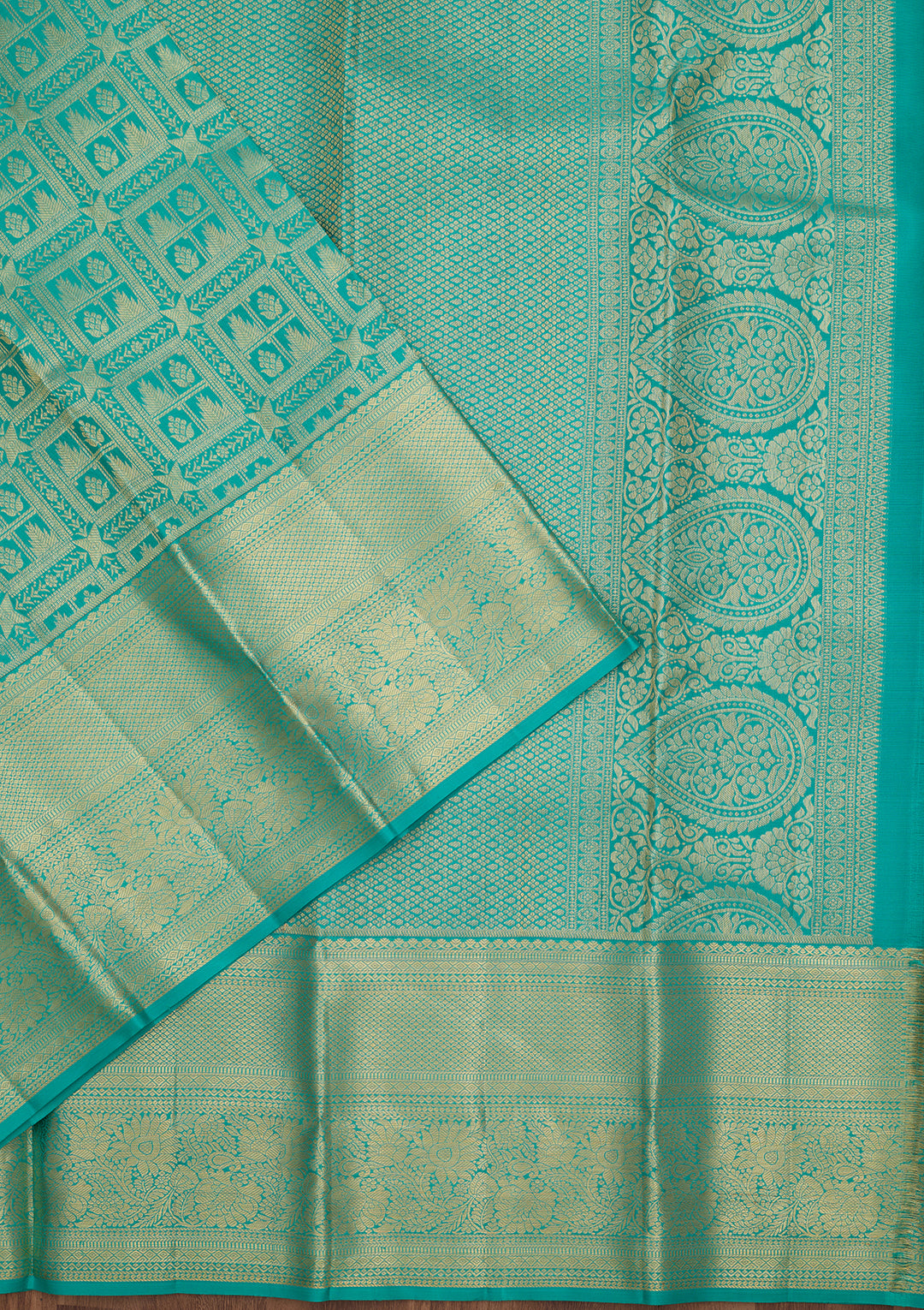 Sea Green Dharmavaram Pure Silk Saree
