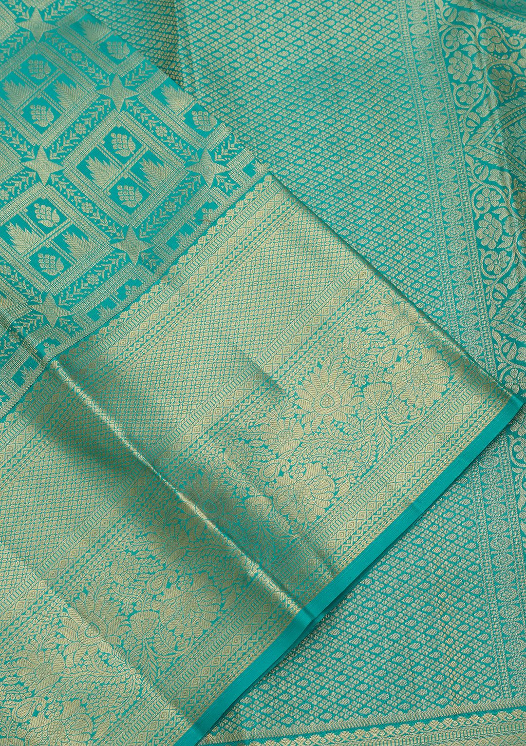 Sea Green Dharmavaram Pure Silk Saree