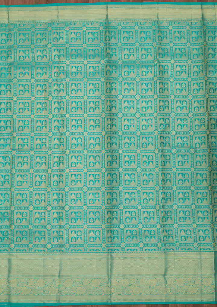 Sea Green Dharmavaram Pure Silk Saree