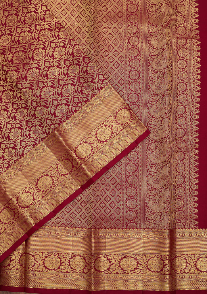 Maroon Dharmavaram Pure Silk Saree