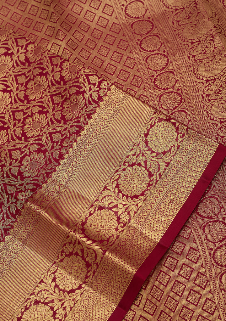 Maroon Dharmavaram Pure Silk Saree