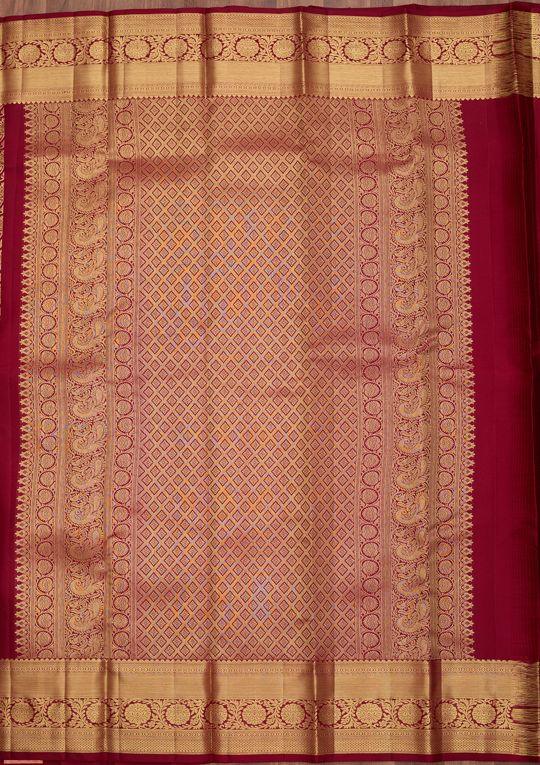 Maroon Dharmavaram Pure Silk Saree