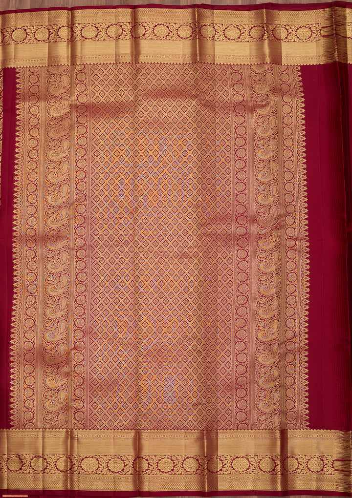 Maroon Dharmavaram Pure Silk Saree