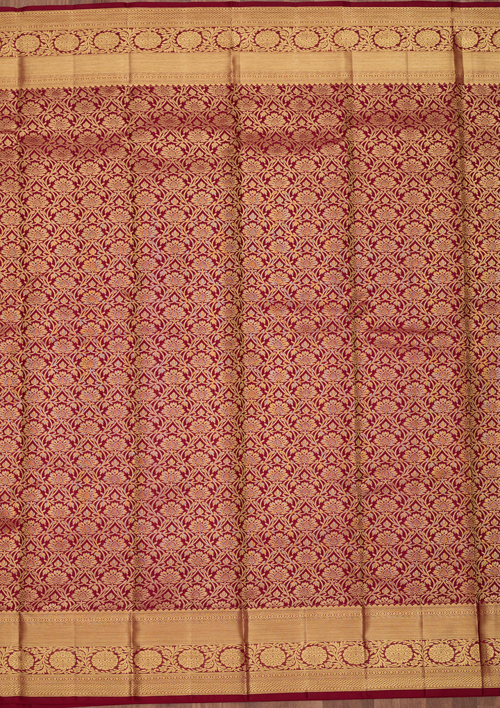 Maroon Dharmavaram Pure Silk Saree