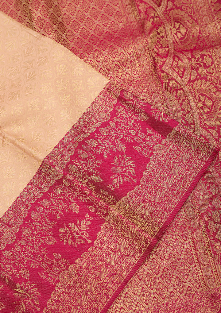 Cream Dharmavaram Art Silk Saree