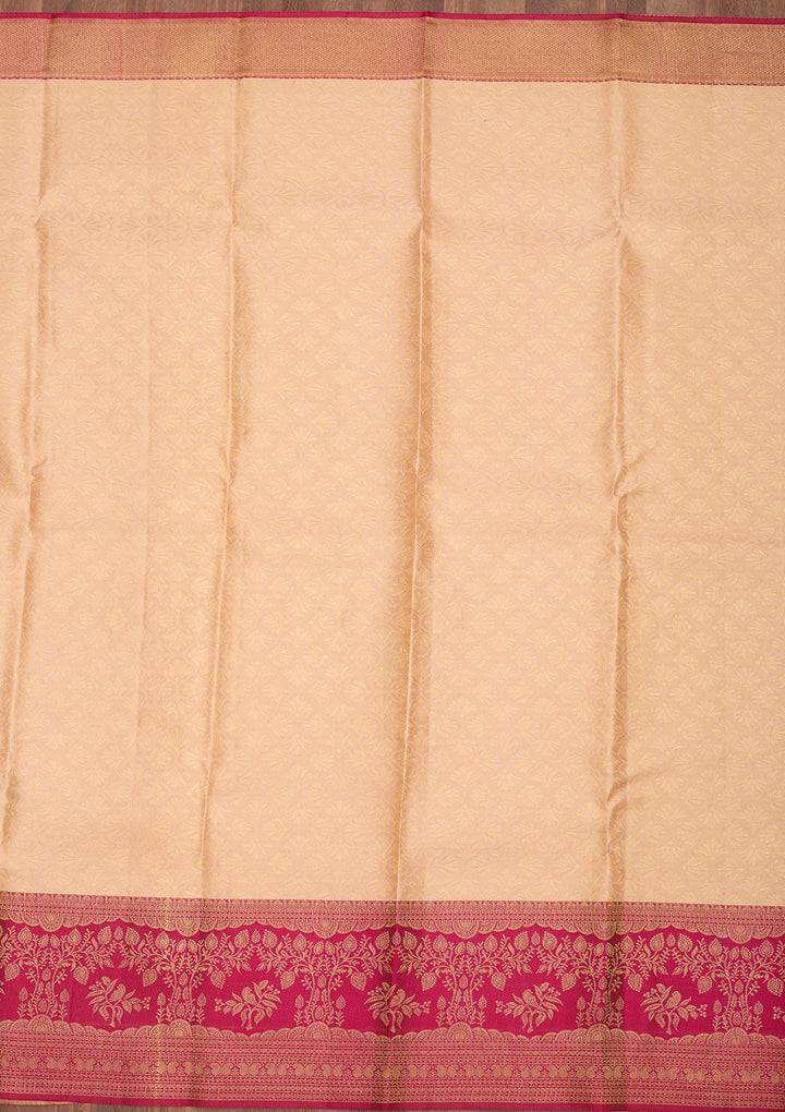 Cream Dharmavaram Art Silk Saree