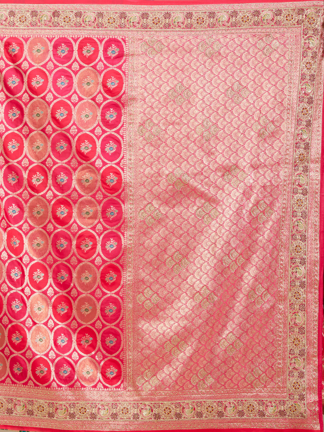 Rani Pink Banarasi Art Silk Saree With Matching Blouse Piece
