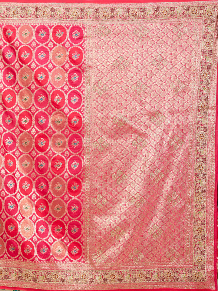 Rani Pink Banarasi Art Silk Saree With Matching Blouse Piece