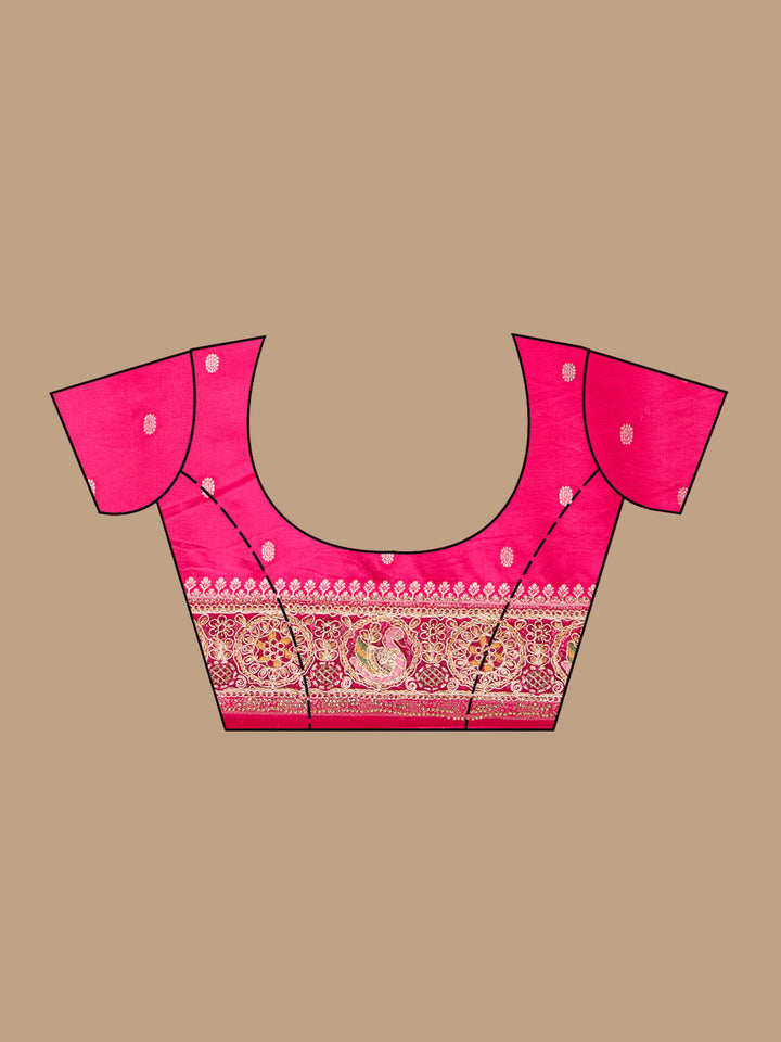 Magenta Pink Banarasi Art Silk Saree With Matching Blouse Piece