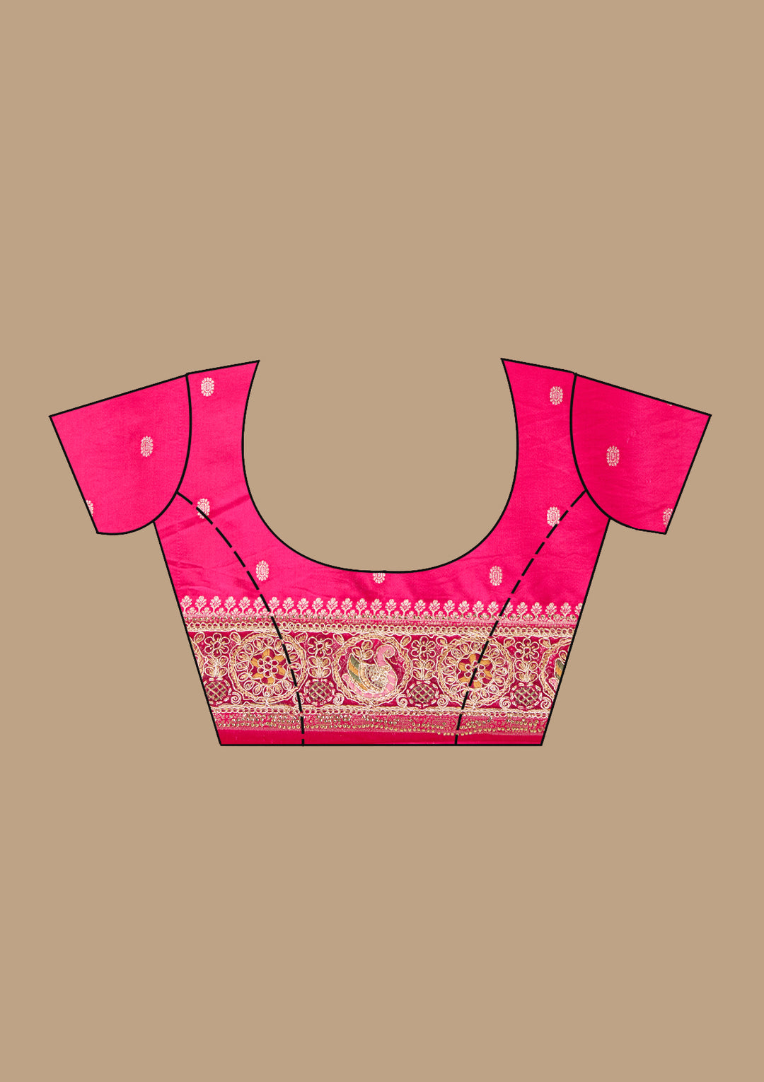 Magenta Pink Banarasi Silk Saree With Matching Blouse Piece