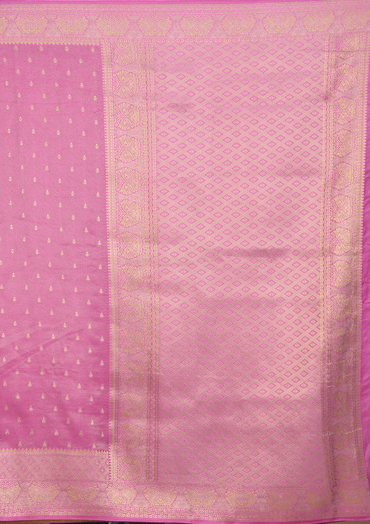 Lavender Silk Buti Saree With Matching Blouse Piece