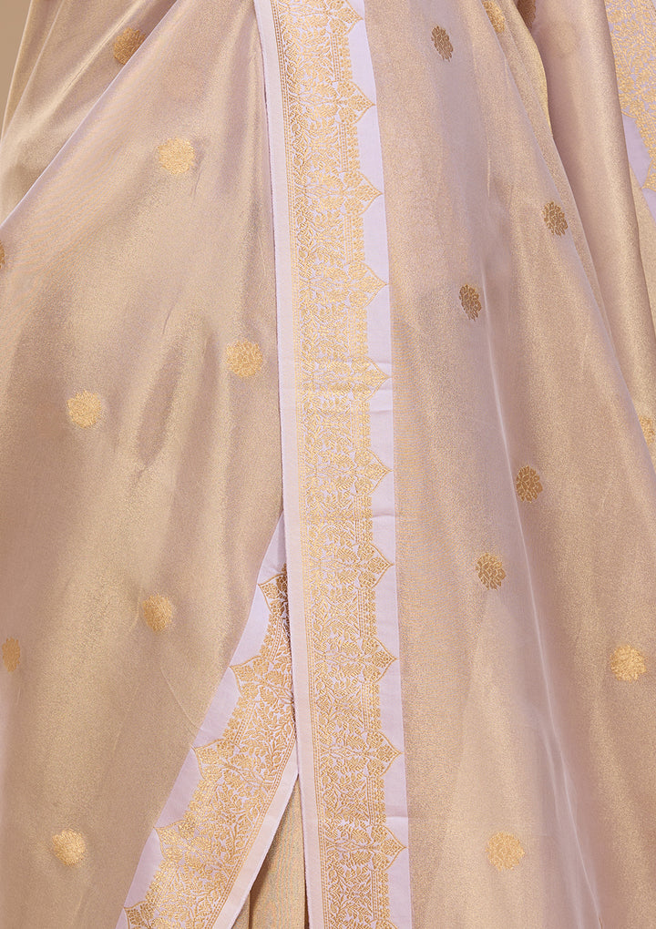 Lavender Silk Buti Saree With Matching Blouse Piece
