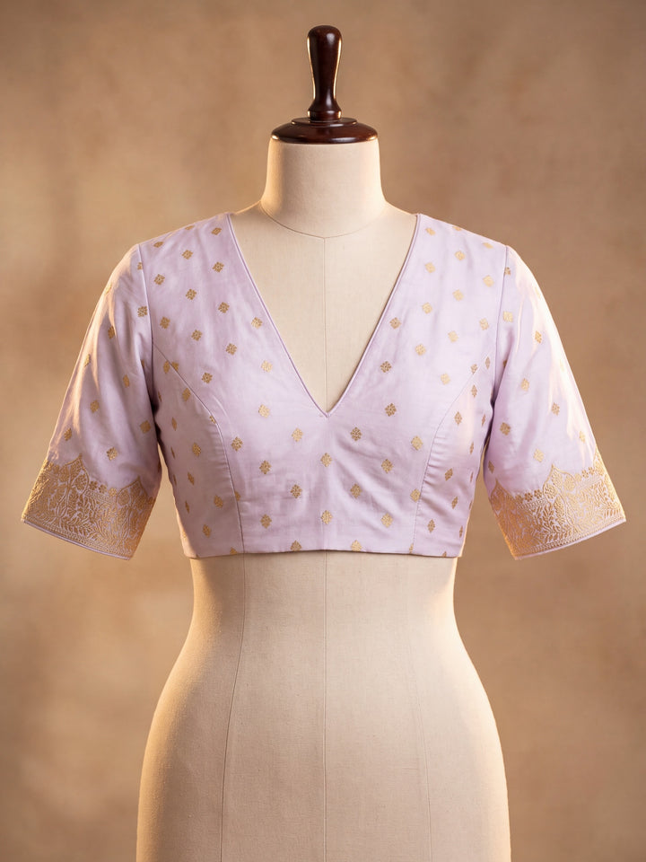 Lavender Silk Buti Saree With Matching Blouse Piece