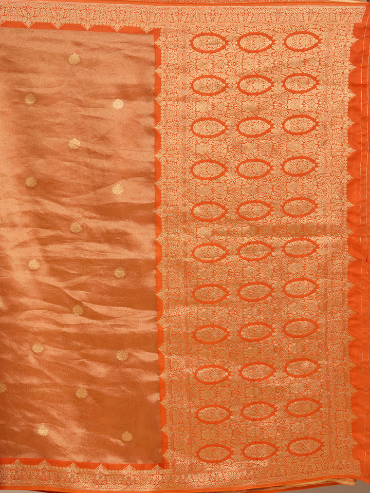 Orange Silk Buti Saree With Matching Blouse Piece