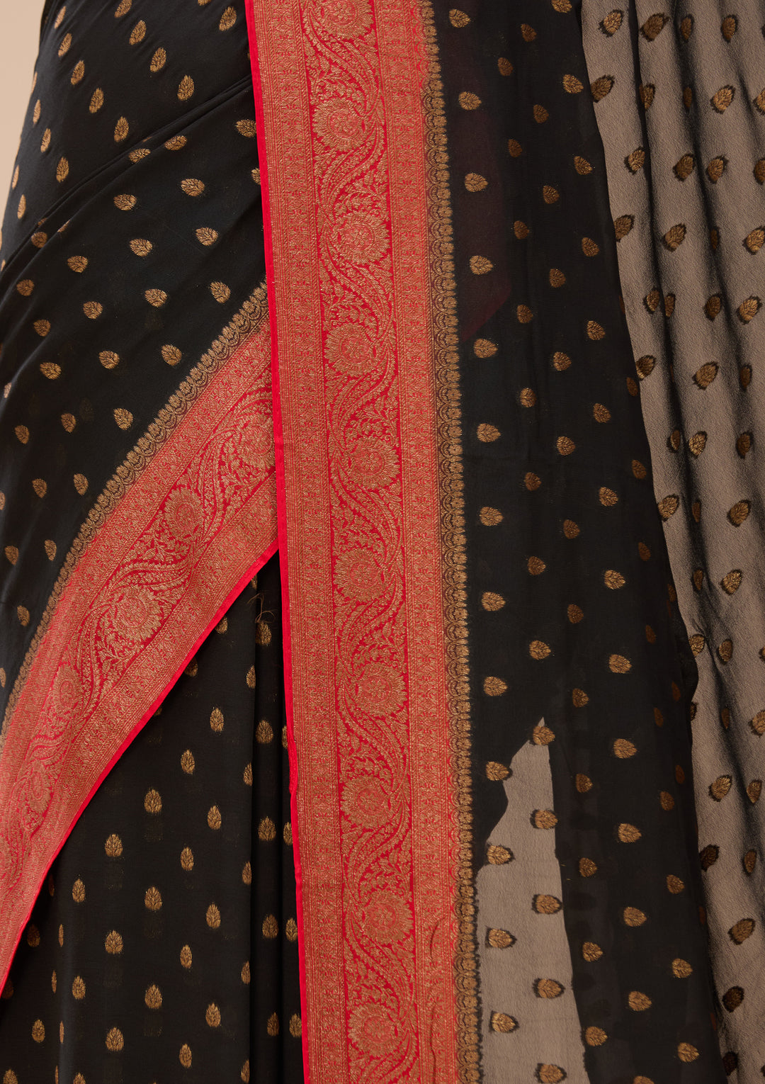 Black Art Silk Buti Banarasi Saree With Matching Blouse Piece