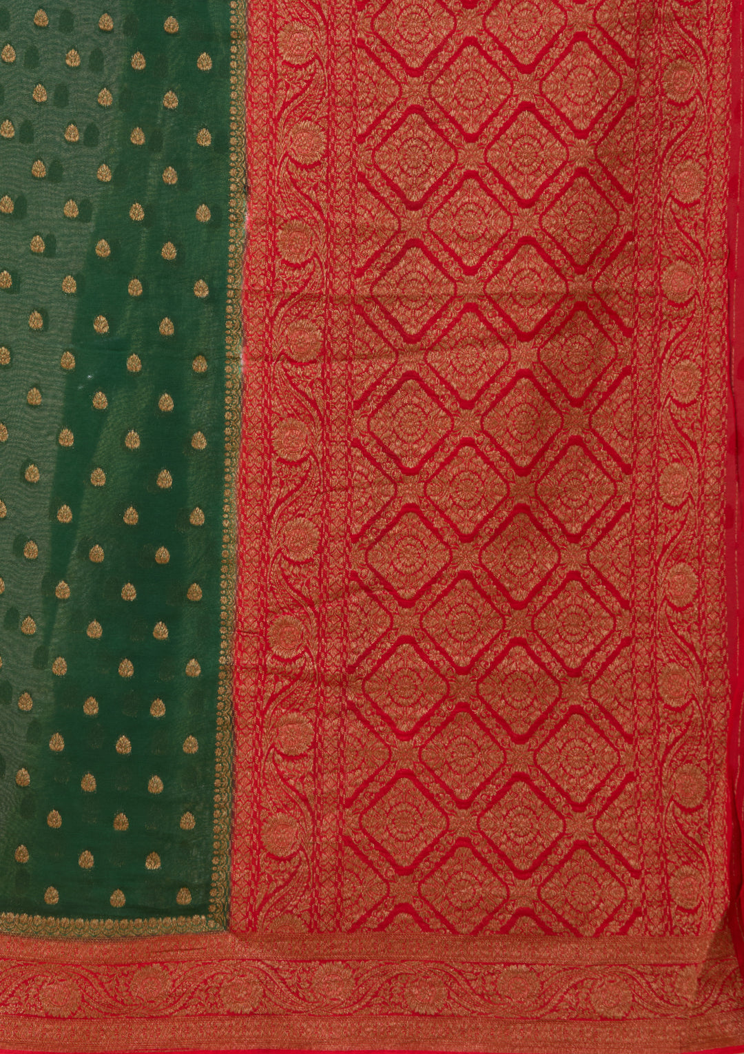 Bottle Green Art Silk Buti Saree With Matching Blouse Piece