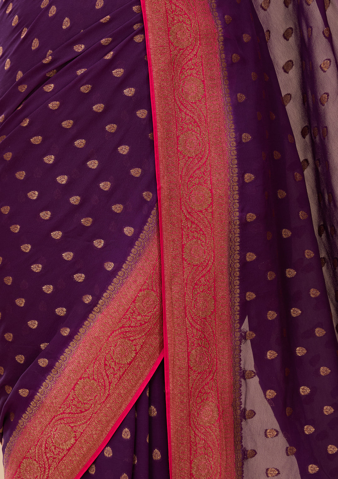 Purple Art Silk Buti Saree With Matching Blouse Piece