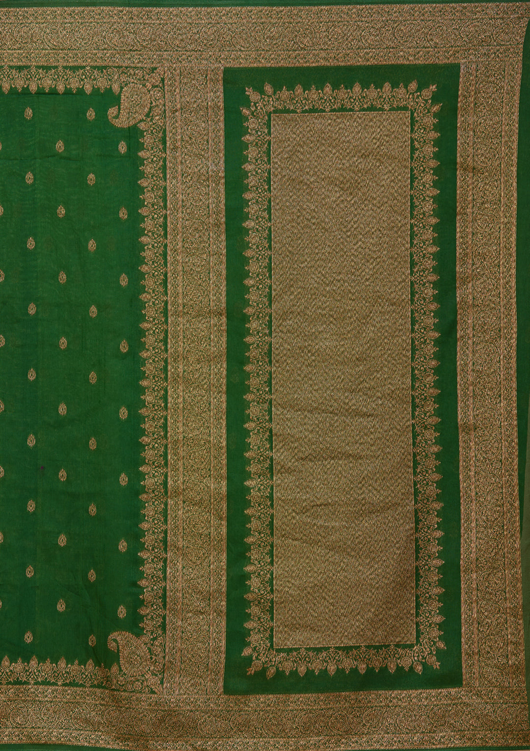 Peacock Blue Silk Buti Saree With Matching Blouse Piece