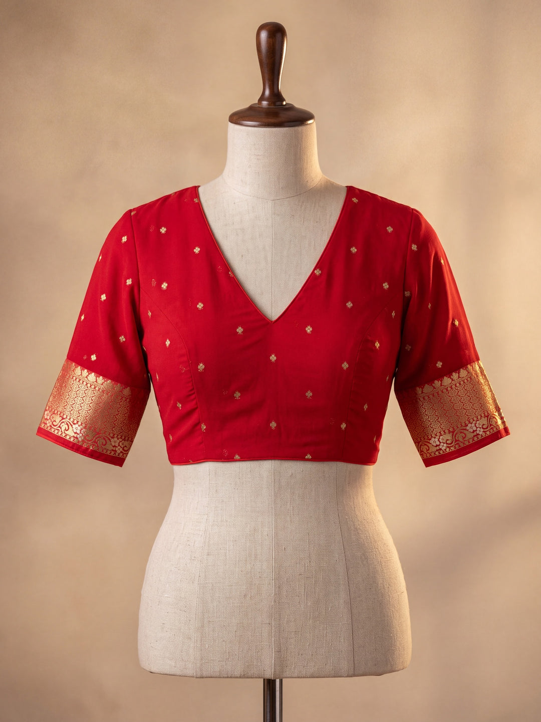 Rust Silk Jaal Saree With Matching Blouse Piece