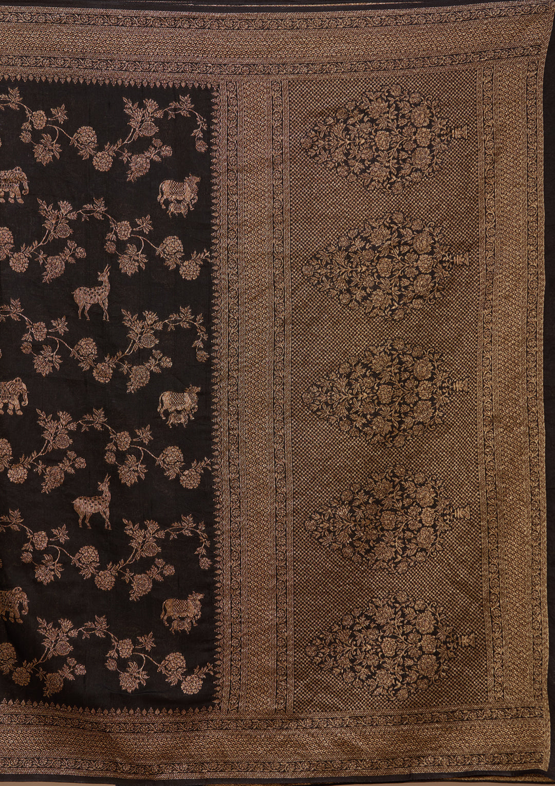 Black Silk Jaal Saree With Matching Blouse Piece