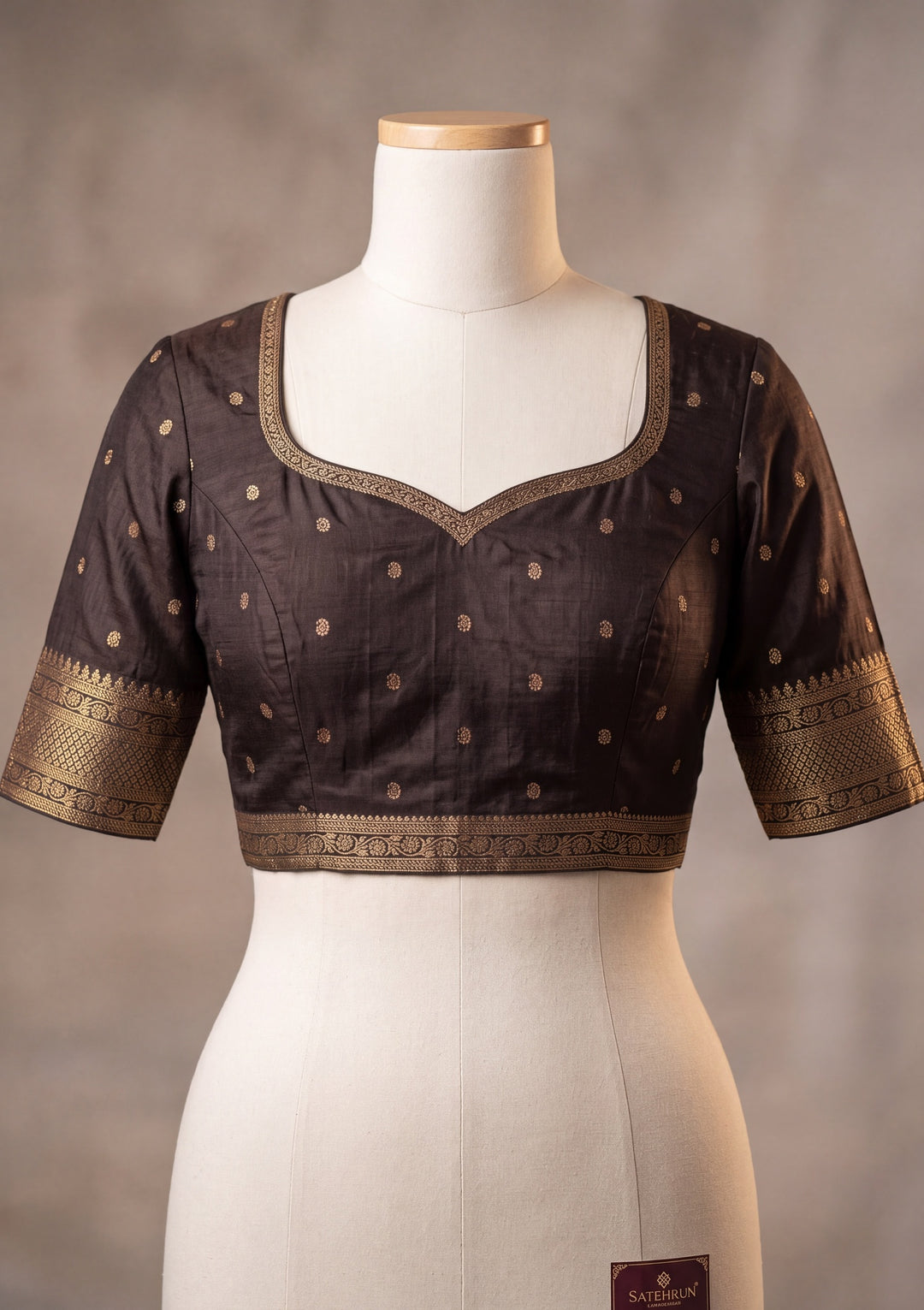 Black Silk Jaal Saree With Matching Blouse Piece
