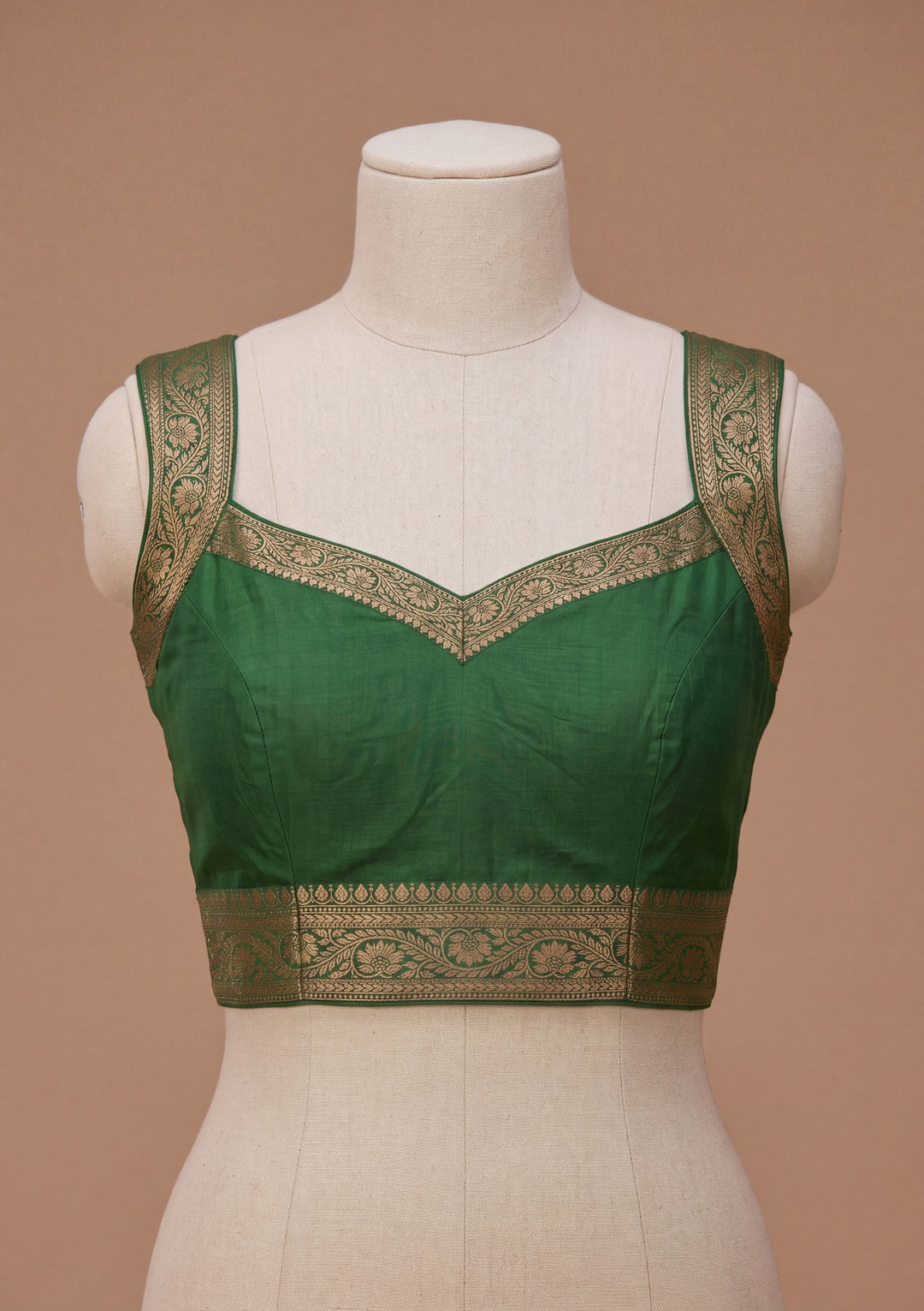 Bottle Green Silk Jaal Saree With Matching Blouse Piece